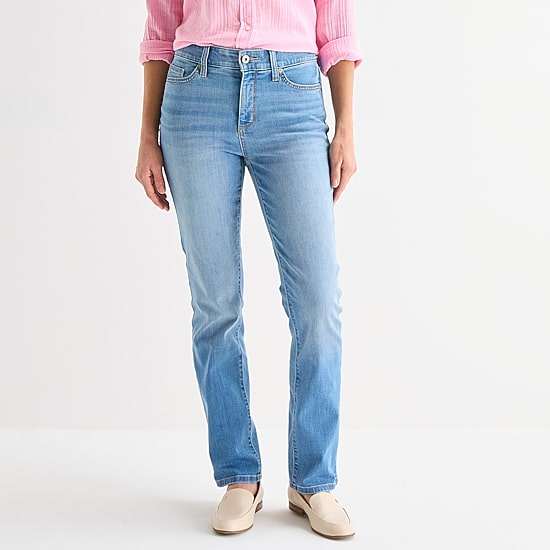 St. John's Bay Womens Tall Mid Rise Stretch Fabric Straight Leg Jean
