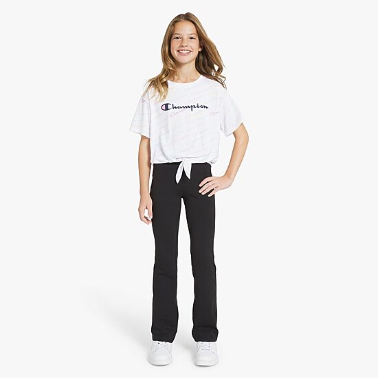 Champion Tie Front Big Kid Girls Crew Neck Short Sleeve Relaxed Fit Graphic T-Shirt