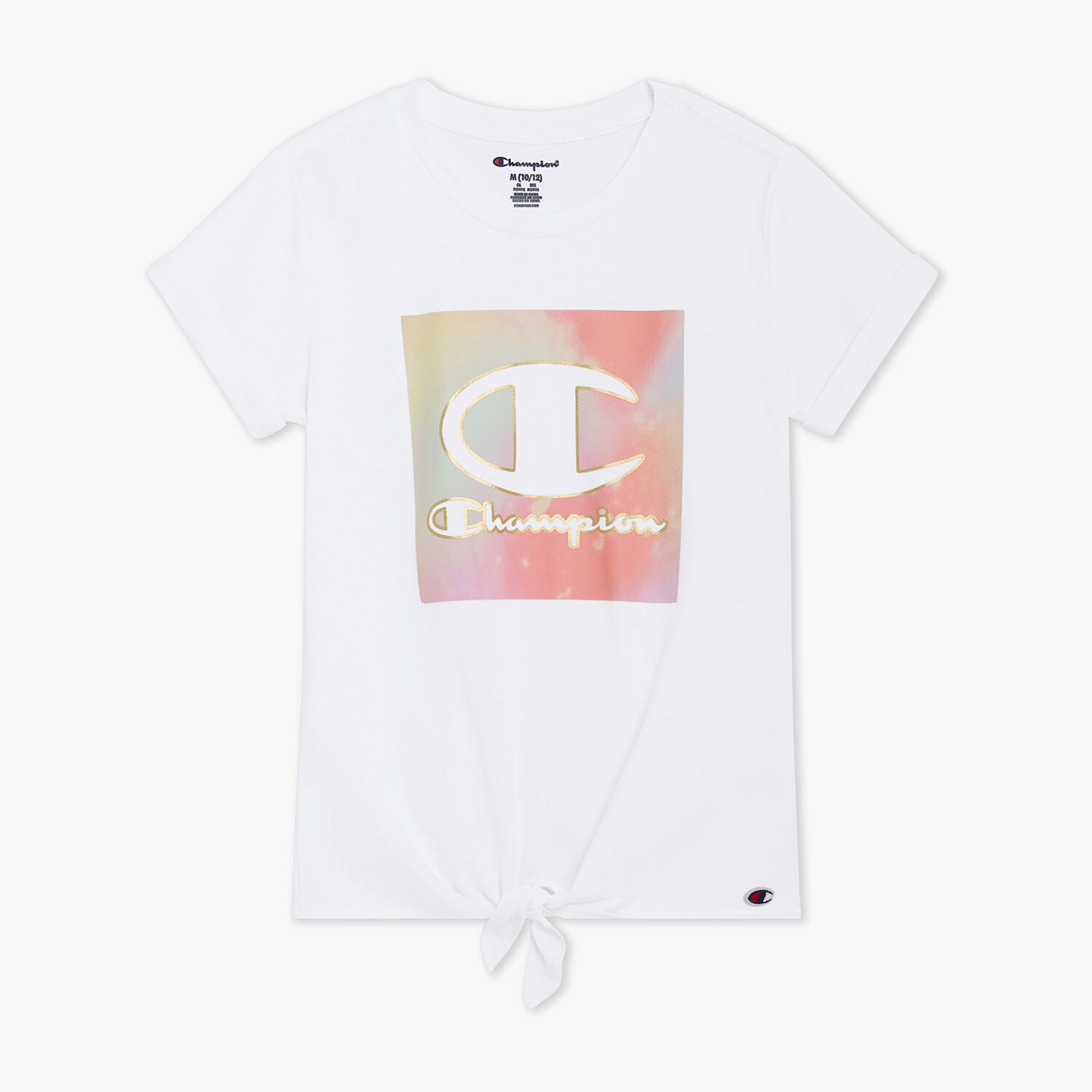 Champion Tie Front Big Kid Girls Crew Neck Short Sleeve Regular Fit Graphic T-Shirt