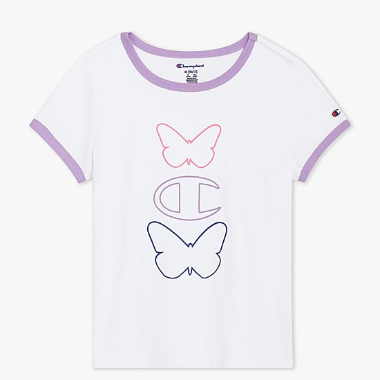 Champion Ringer Big Kid Girls Round Neck Short Sleeve Regular Fit Graphic T-Shirt
