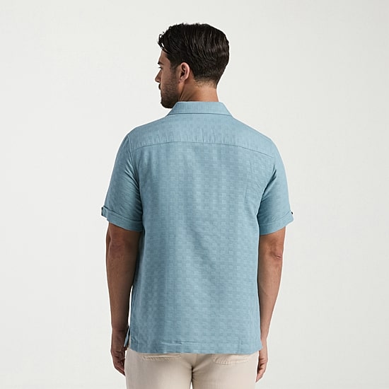 Cubavera Mens Short Sleeve Classic Fit Button-Down Shirt