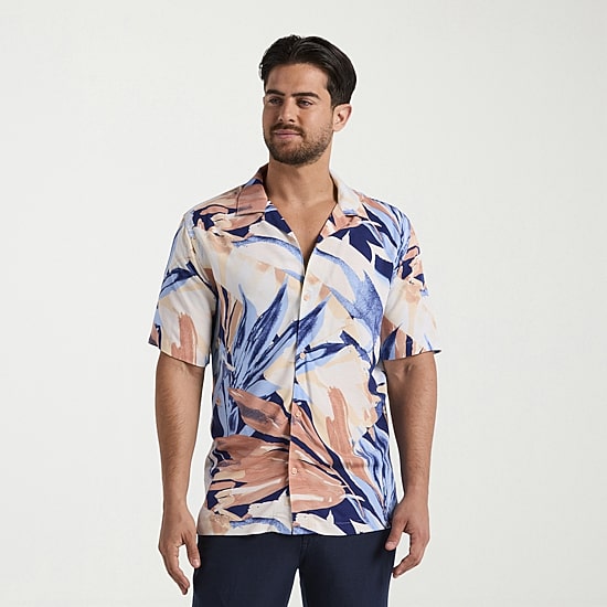 Cubavera Mens Short Sleeve Classic Fit Button-Down Shirt