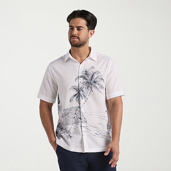 Cubavera Mens Short Sleeve Classic Fit Button-Down Shirt