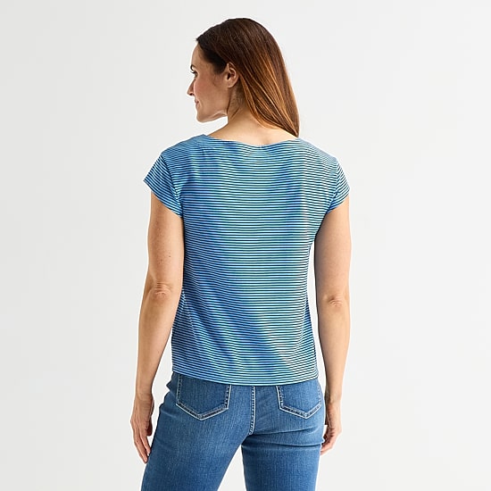 Liz Claiborne Womens Boat Neck Short Sleeve T-Shirt