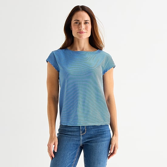 Liz Claiborne Womens Boat Neck Short Sleeve T-Shirt
