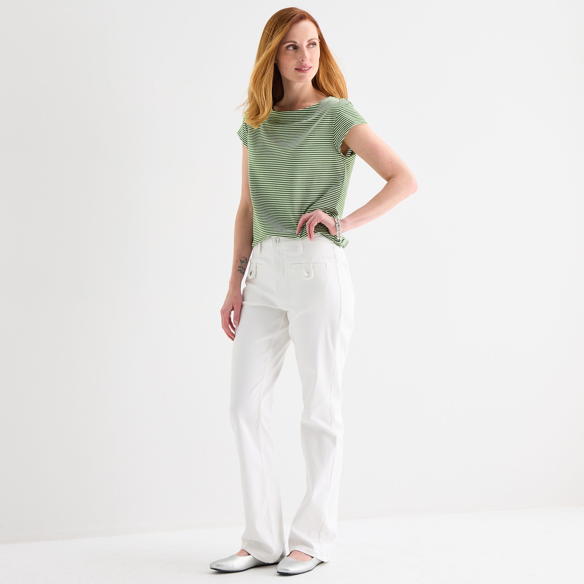 Liz Claiborne Womens Boat Neck Short Sleeve T-Shirt