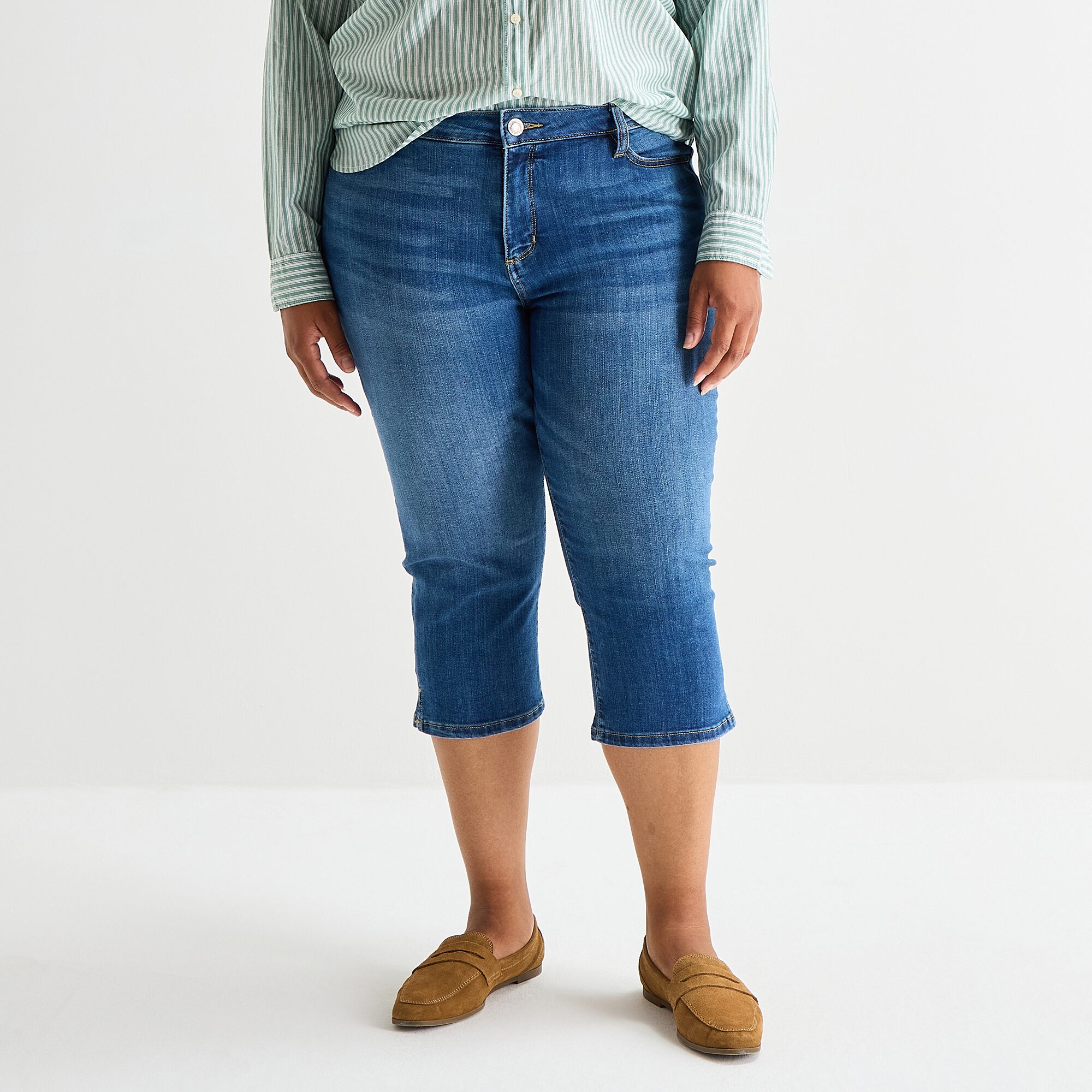 St. John's Bay Womens Plus Secretly Slender Mid Rise Capri Jean