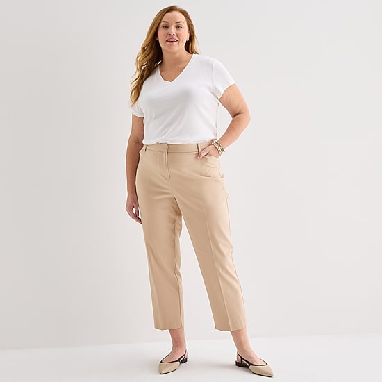 Liz Claiborne Emma Womens Plus Straight Mid Rise Ankle Pant