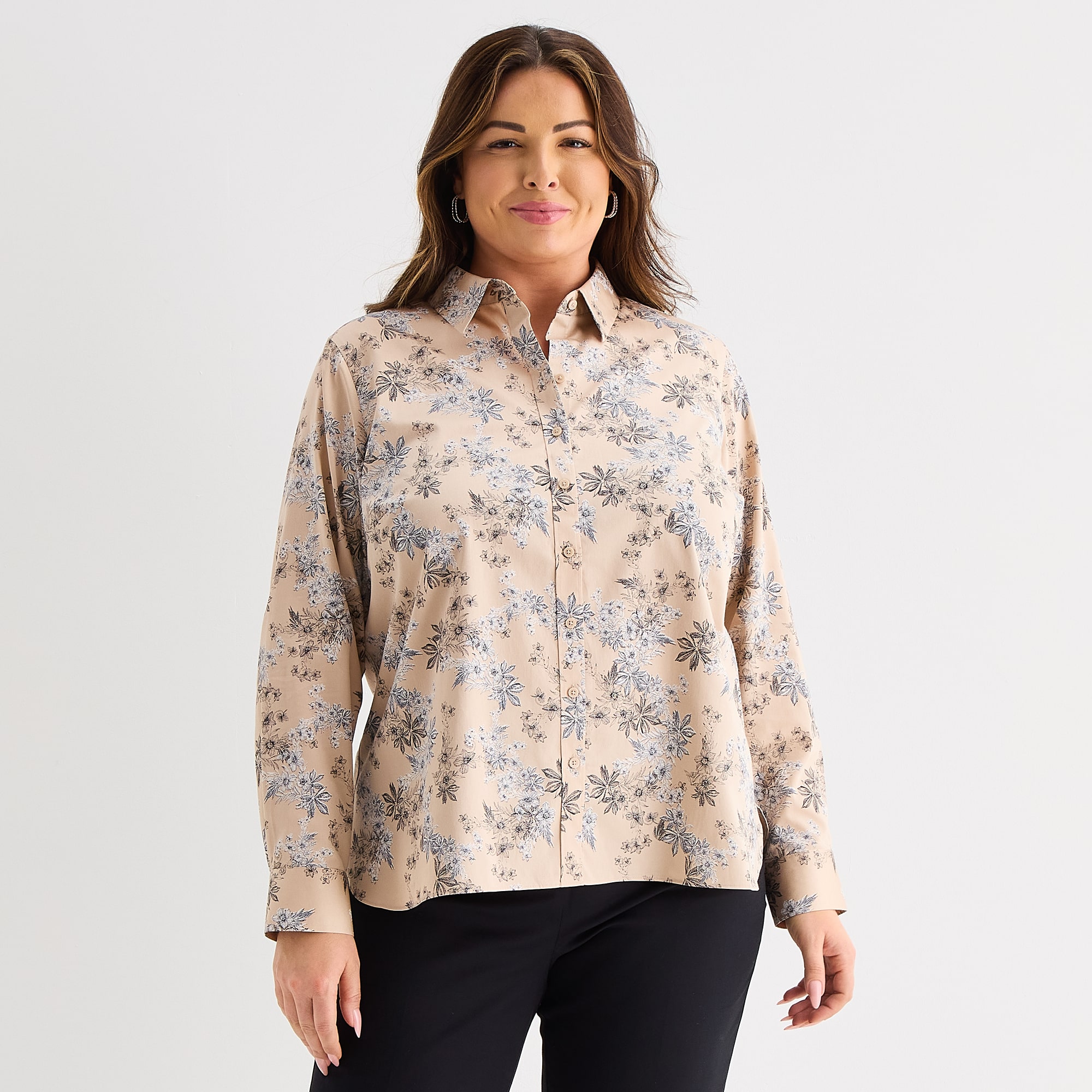 Liz Claiborne Womens Plus Long Sleeve Dress Shirt