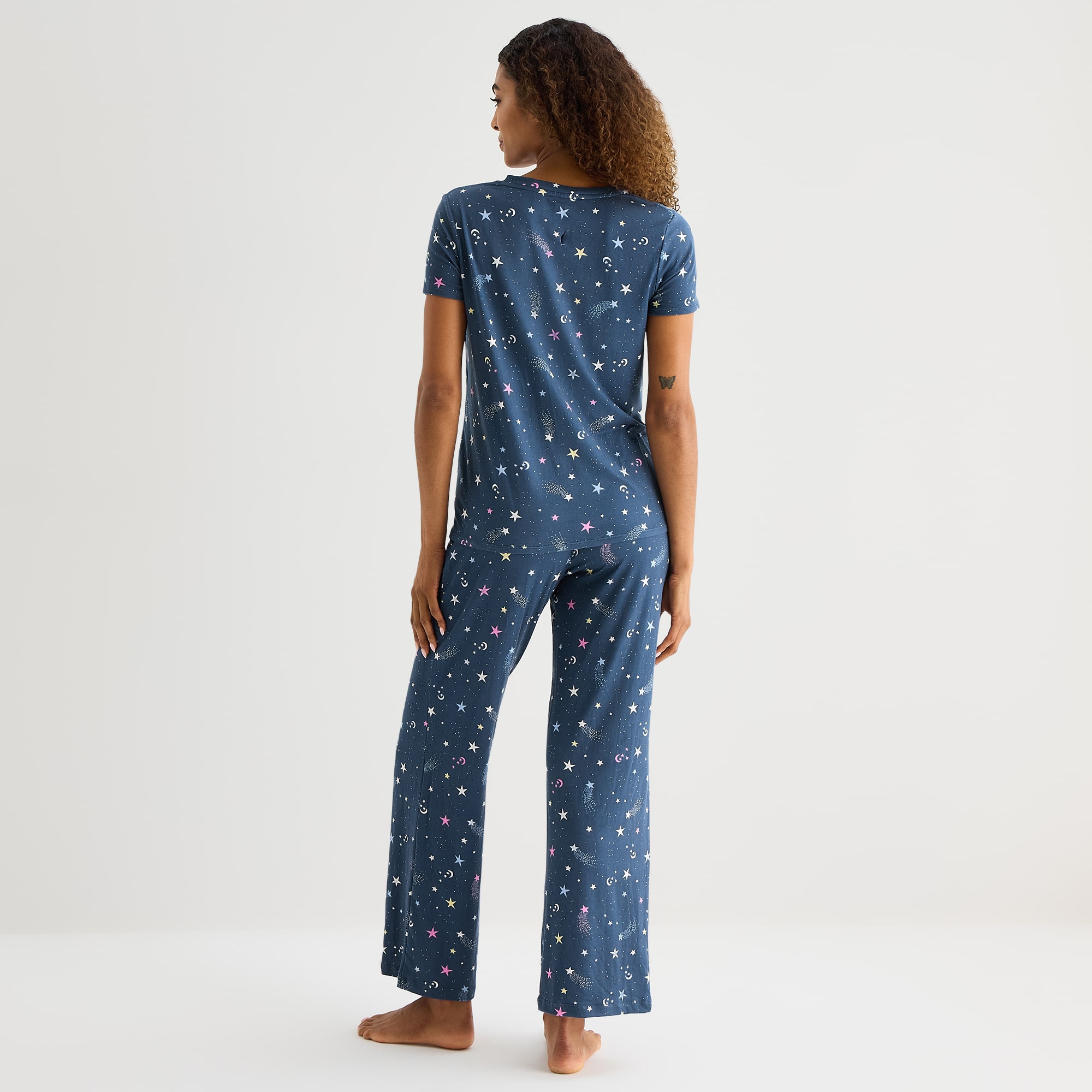 Jaclyn Womens V-Neck Short Sleeve 2-pc. Pajama Set