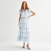 jcpenney blue and white dress New Joe Blue & White Retro Geometric Print