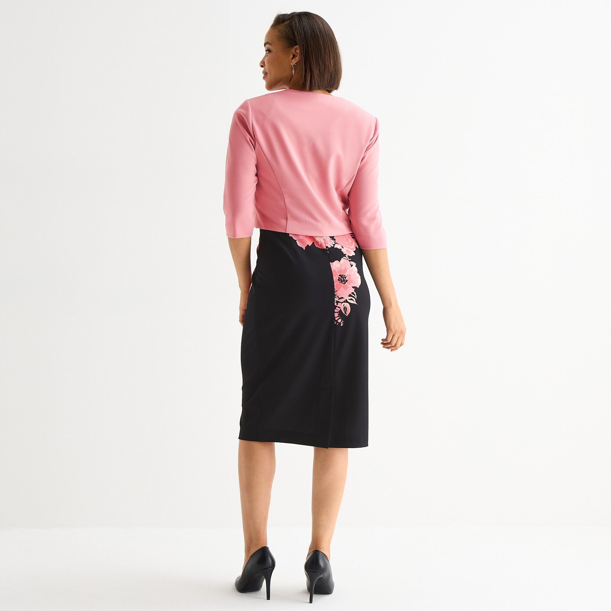 Maya Brooke Womens Floral Jacket Dress