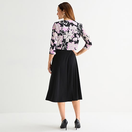 Jessica Howard Womens Midi Floral Jacket Dress