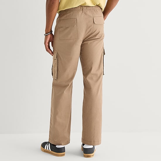 mutual weave Mens Drawstring Waist Regular Fit Cargo Pant