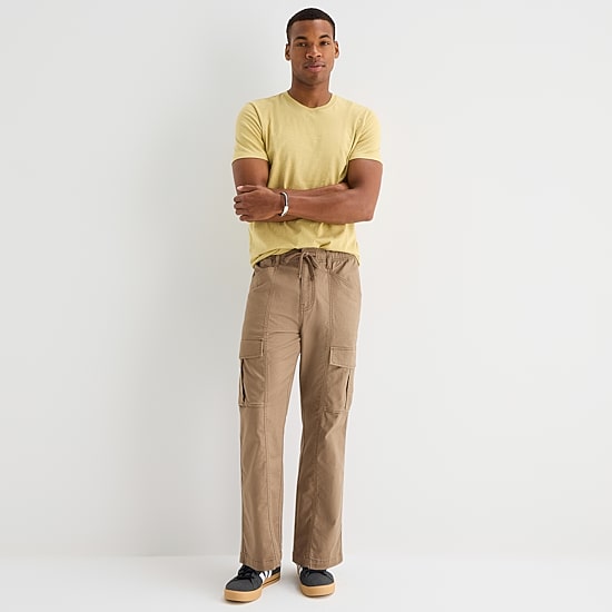 mutual weave Mens Drawstring Waist Regular Fit Cargo Pant