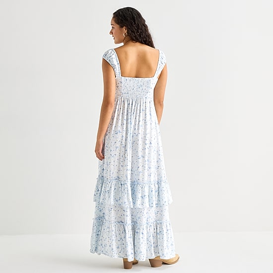 Arizona Womens Juniors Square Neck Sleeveless Maxi Dress