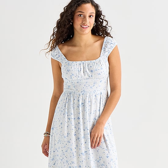 Arizona Womens Juniors Square Neck Sleeveless Maxi Dress