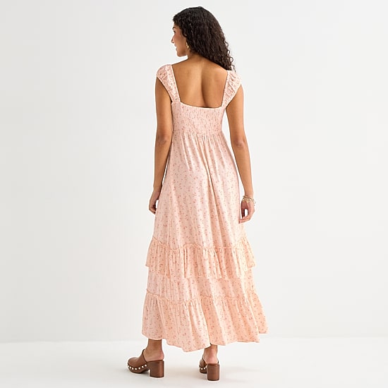 Arizona Womens Juniors Square Neck Sleeveless Maxi Dress