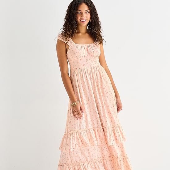 Arizona Womens Juniors Square Neck Sleeveless Maxi Dress