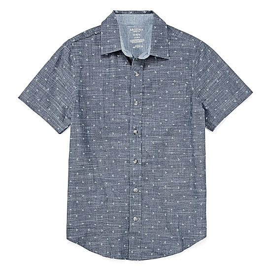 Arizona Little & Big Boys Short Sleeve Button-Down Shirt