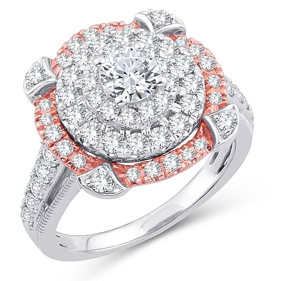 Womens 1 3/4 CT. T.W. Natural White Diamond 10K Gold Round Engagement Ring