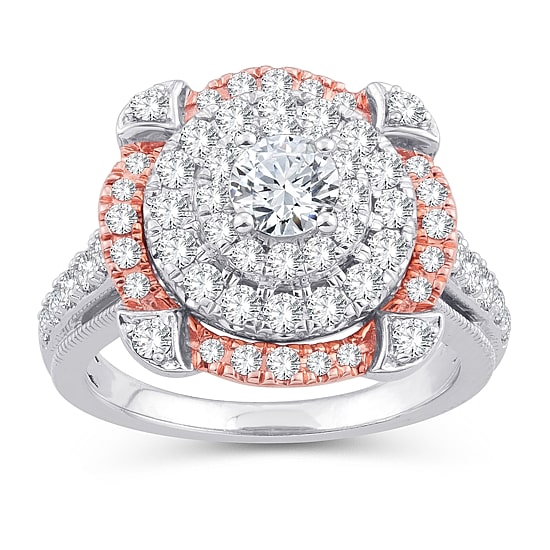 Womens 1 3/4 CT. T.W. Natural White Diamond 10K Gold Round Engagement Ring