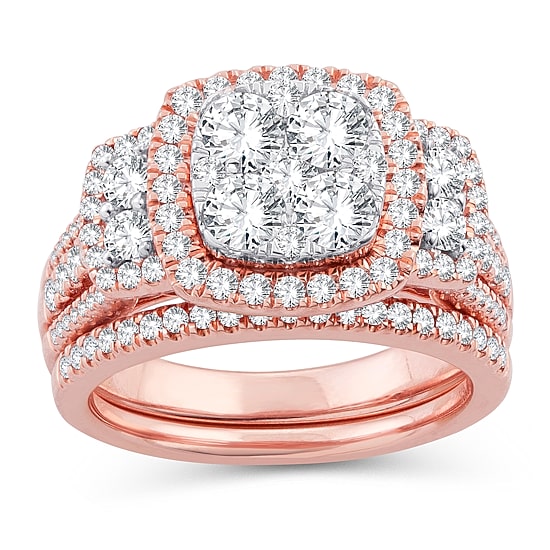 Womens 2 CT. T.W. Natural White Diamond 14K Gold Cushion Engagement Ring