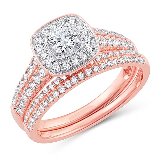 Womens 1 CT. T.W. Natural White Diamond 10K Gold 10K Rose Gold Cushion Engagement Ring