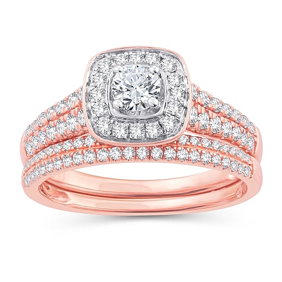 Womens 1 CT. T.W. Natural White Diamond 10K Gold 10K Rose Gold Cushion Engagement Ring