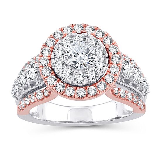 Womens 2 CT. T.W. Natural White Diamond 10K Gold Round Engagement Ring
