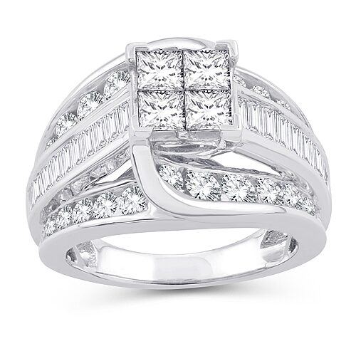 Womens 3 CT. T.W. Natural White Diamond 10K Gold Engagement Ring, 8, White