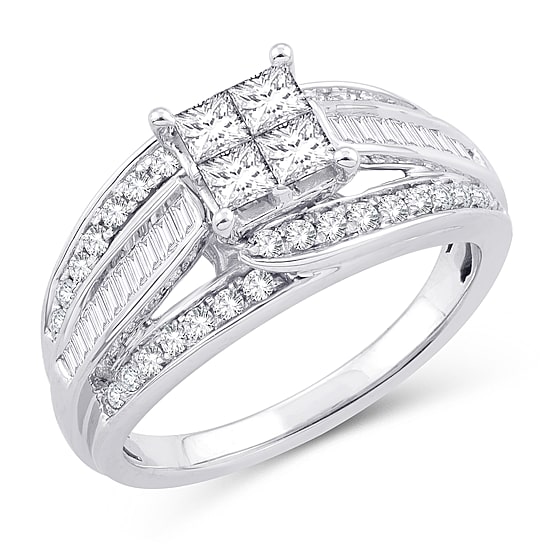 Womens 1 CT. T.W. Natural White Diamond 10K Gold Engagement Ring