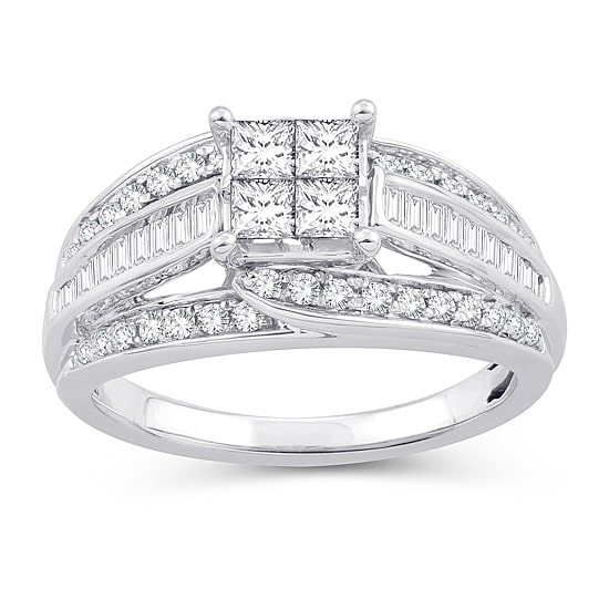 Womens 1 CT. T.W. Natural White Diamond 10K Gold Engagement Ring