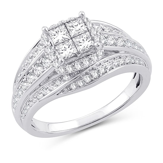 Womens 1 CT. T.W. Natural White Diamond 10K Gold Engagement Ring