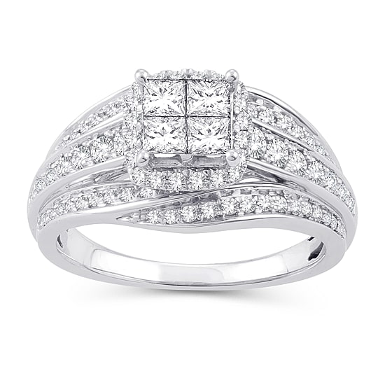 Womens 1 CT. T.W. Natural White Diamond 10K Gold Engagement Ring