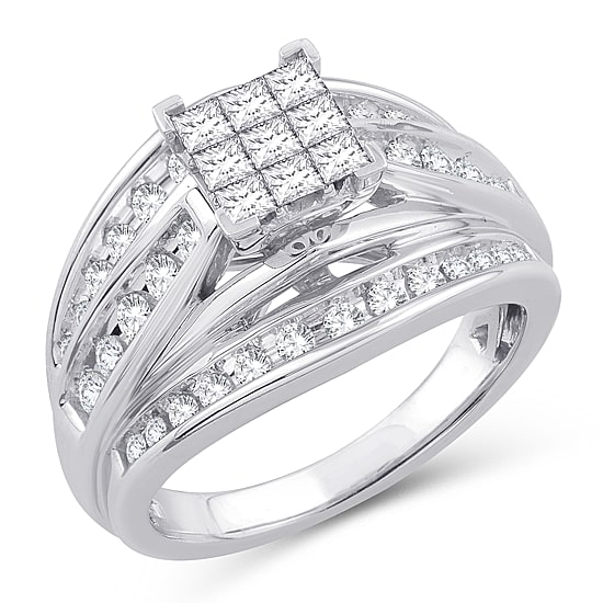 Womens 1 CT. T.W. Natural White Diamond 10K Gold Engagement Ring