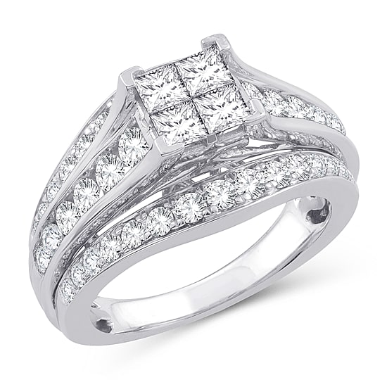 Womens 2 CT. T.W. Natural White Diamond 10K Gold Engagement Ring