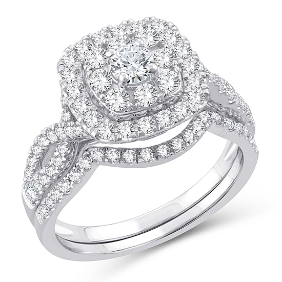 Womens 1 CT. T.W. Natural White Diamond 10K Gold Cushion Engagement Ring
