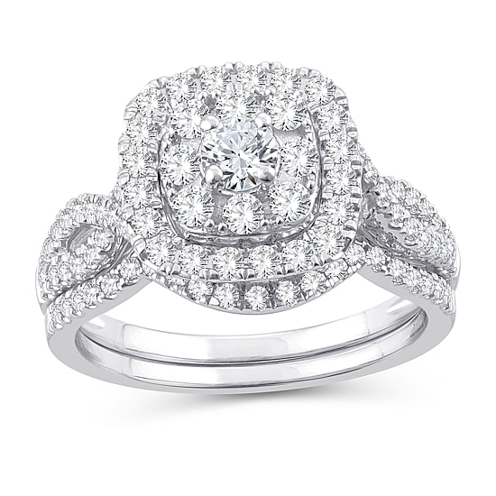 Womens 1 CT. T.W. Natural White Diamond 10K Gold Cushion Engagement Ring