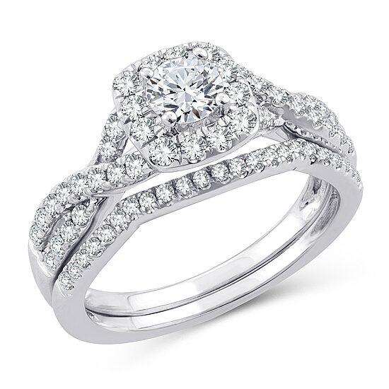 Womens 1 CT. T.W. Natural White Diamond 10K Gold Cushion Engagement Ring