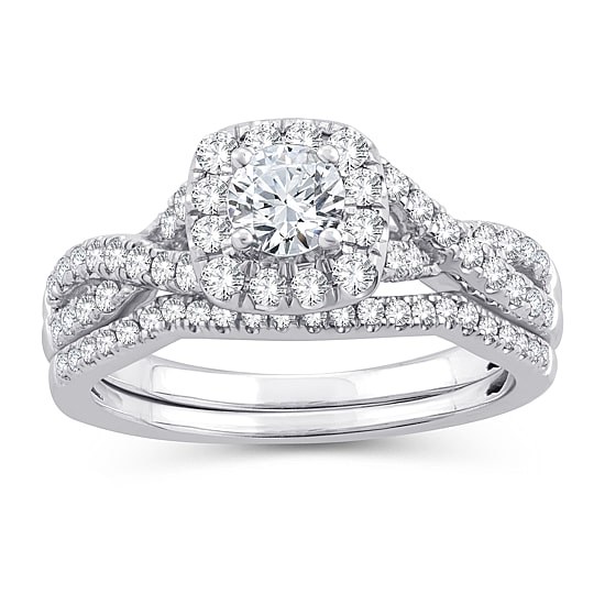 Womens 1 CT. T.W. Natural White Diamond 10K Gold Cushion Engagement Ring