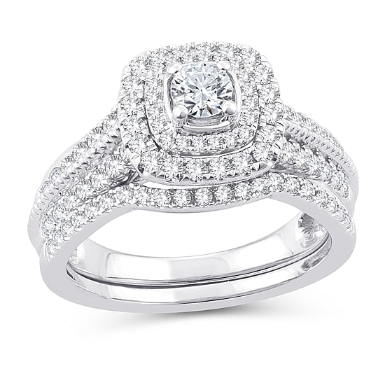 Womens 1 CT. T.W. Natural White Diamond 10K Gold Cushion Engagement Ring
