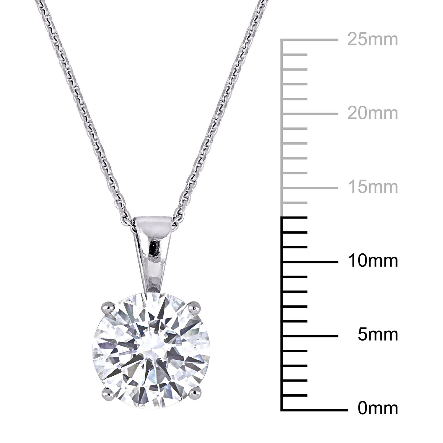 Womens 2 CT. Lab Created White Moissanite 14K Gold Round 17 Inch Pendant Necklace
