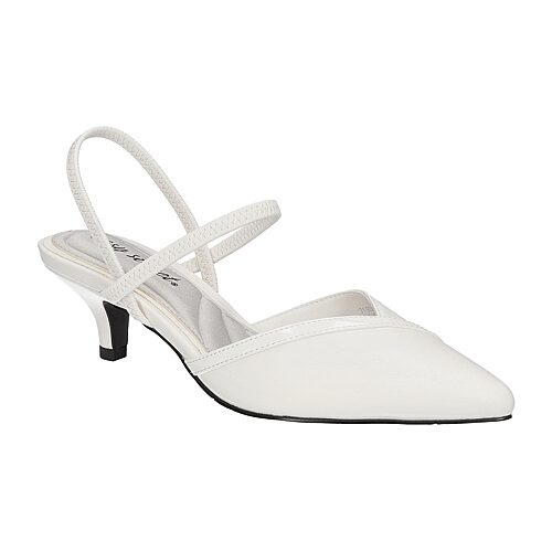 Easy Street Unna Womens Pointed Closed Toe Kitten Heel Pumps, 11 Extra Wide, White