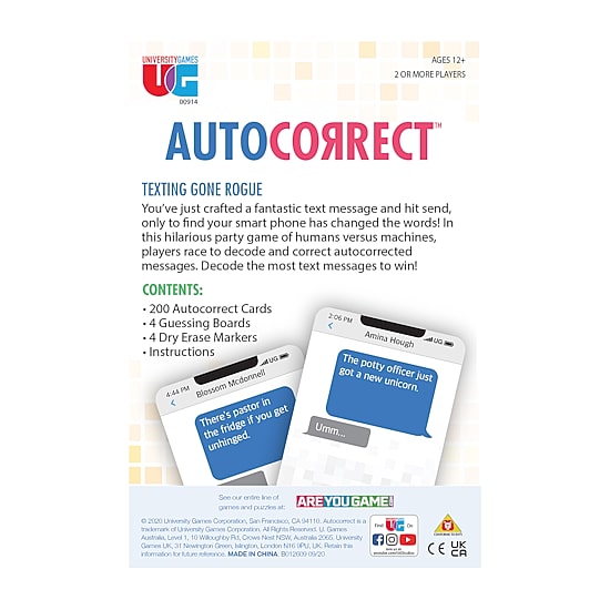 University Games Autocorrect Game Card Game