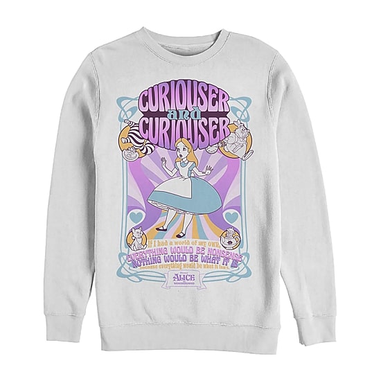 Mens Crew Neck Long Sleeve Alice in Wonderland Sweatshirt