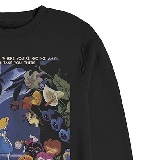 Mens Crew Neck Long Sleeve Alice in Wonderland Sweatshirt
