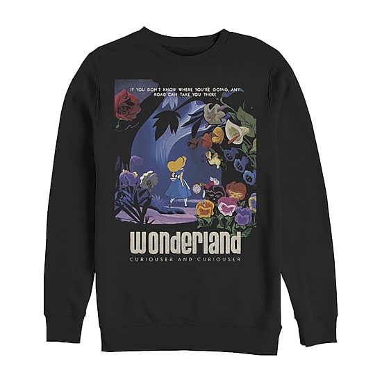 Mens Crew Neck Long Sleeve Alice in Wonderland Sweatshirt