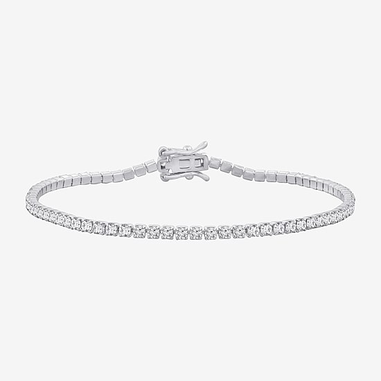 Diamonart Womens Cubic Zirconia Sterling Silver Round 7.25 Inch Tennis Bracelet