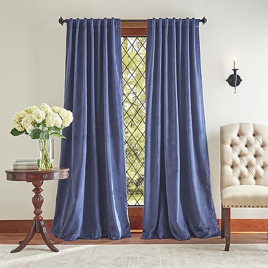 Martha Stewart Lucca Velvet Rod Pocket Blackout Set of 2 Curtain Panel